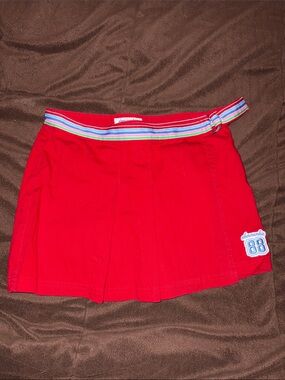 abercrombie kids Red Skirt with Rainbow Stripe Waistband